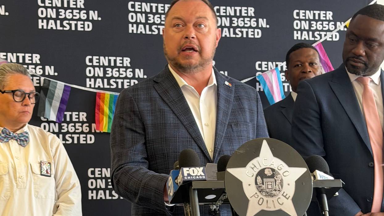 Chicago Ald. Bennett Lawson (44th Ward) speaks during an update on preparations for the city's annual Pride Parade, June 26, 2026.