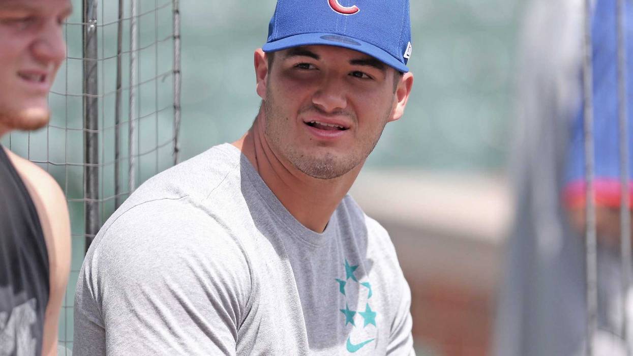 Chicago Bears quarterback Mitch Trubisky (10) looks on prior to the game against the Colorado Rockies at Wrigley Field