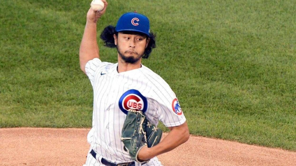 Chicago Cubs starting pitcher Yu Darvish (11) pitches during the first inning of a baseball game against the St. Louis Cardinals Tuesday, Aug. 18, 2020, in Chicago.