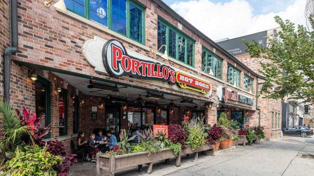 Chicago, IL, USA - October 8, 2021: Portillo's and Bernelli's are a food chain, based out of Chicago, known for their hot dogs, italian beef sandwiches, and other fast food.