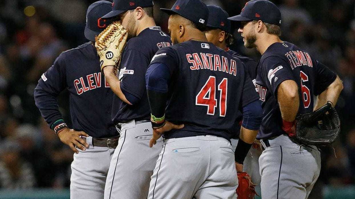 CHICAGO, ILLINOIS - SEPTEMBER 26: Aaron Civale #67 of the Cleveland Indians stands on the mound with teammates during the fourth inning of a game against the Chicago White Sox at Guaranteed Rate Field on September 26, 2019 in Chicago, Illinois. (Photo by