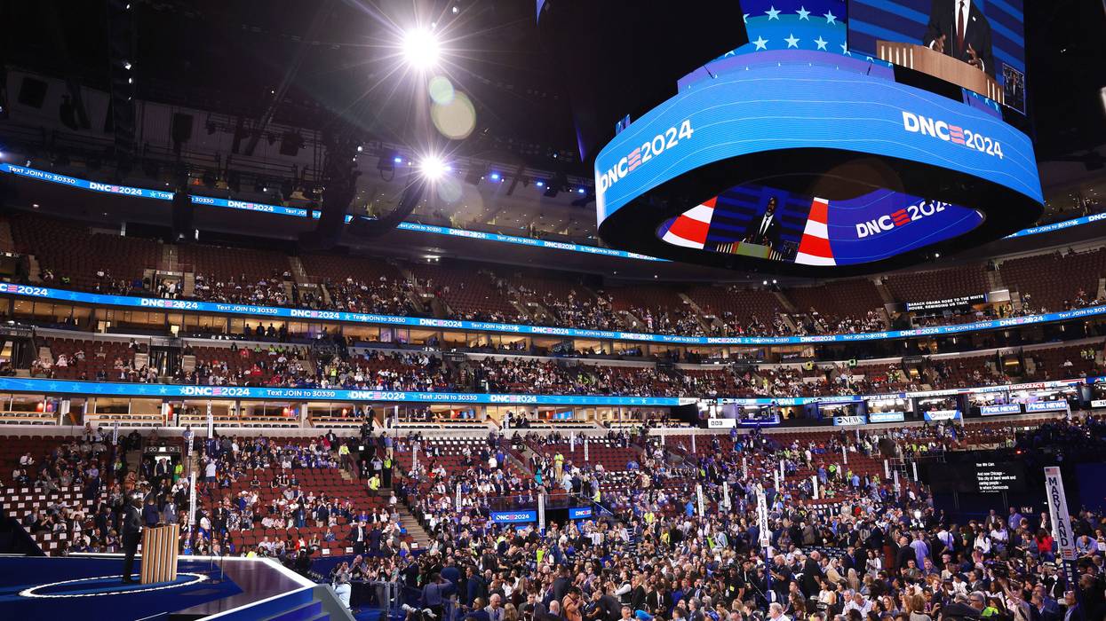 Chicago mayor Brandon Johnson addresses the Democratic National Convention at the United Center, August 19, 2024.