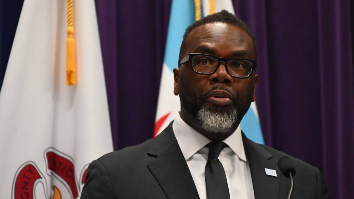 Chicago Mayor Brandon Johnson addresses the media in April 2024.