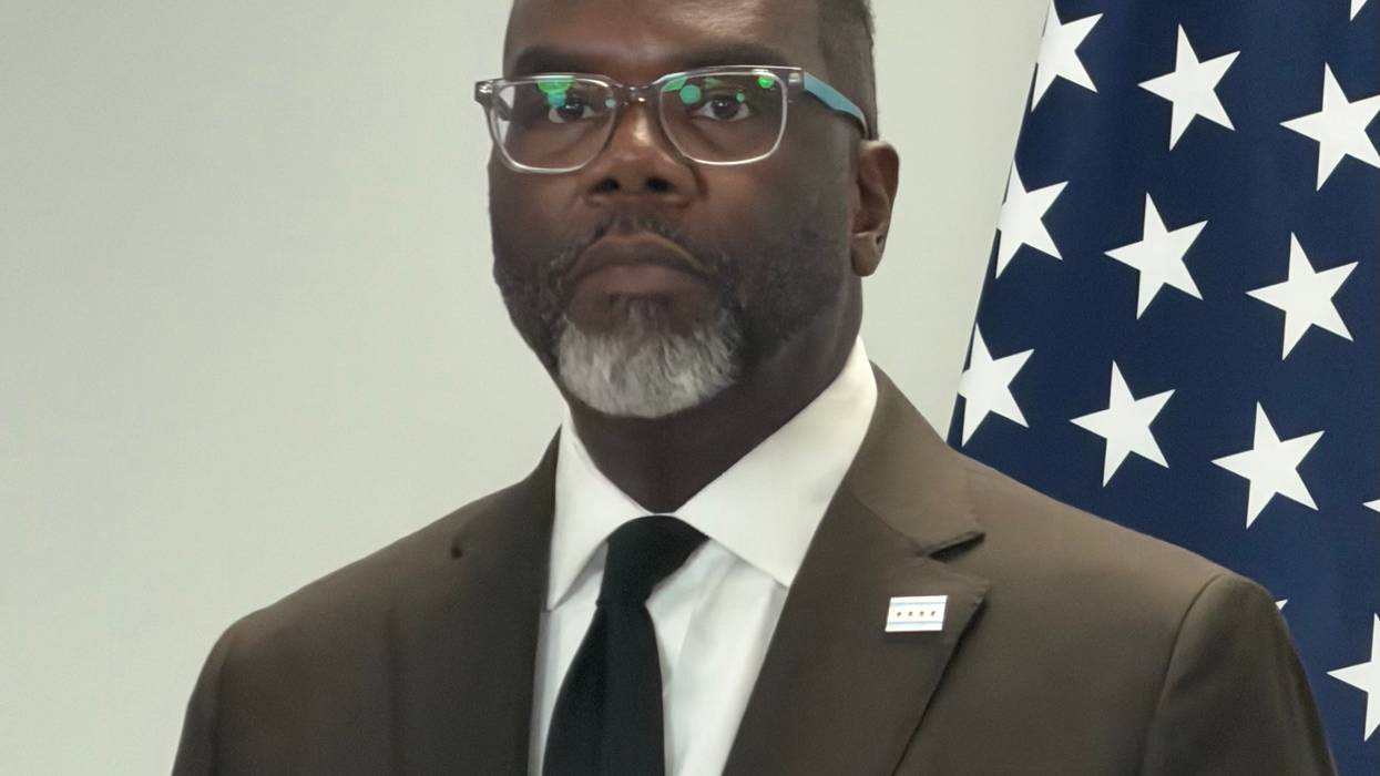 Chicago Mayor Brandon Johnson pauses while talking to reporters at City Hall, June 23, 2026.