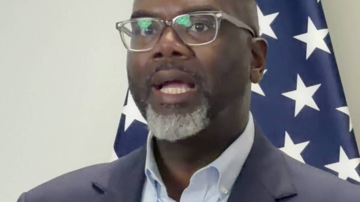 Chicago Mayor Brandon Johnson talks to reporters at Chicago City Hall, August 25, 2026.