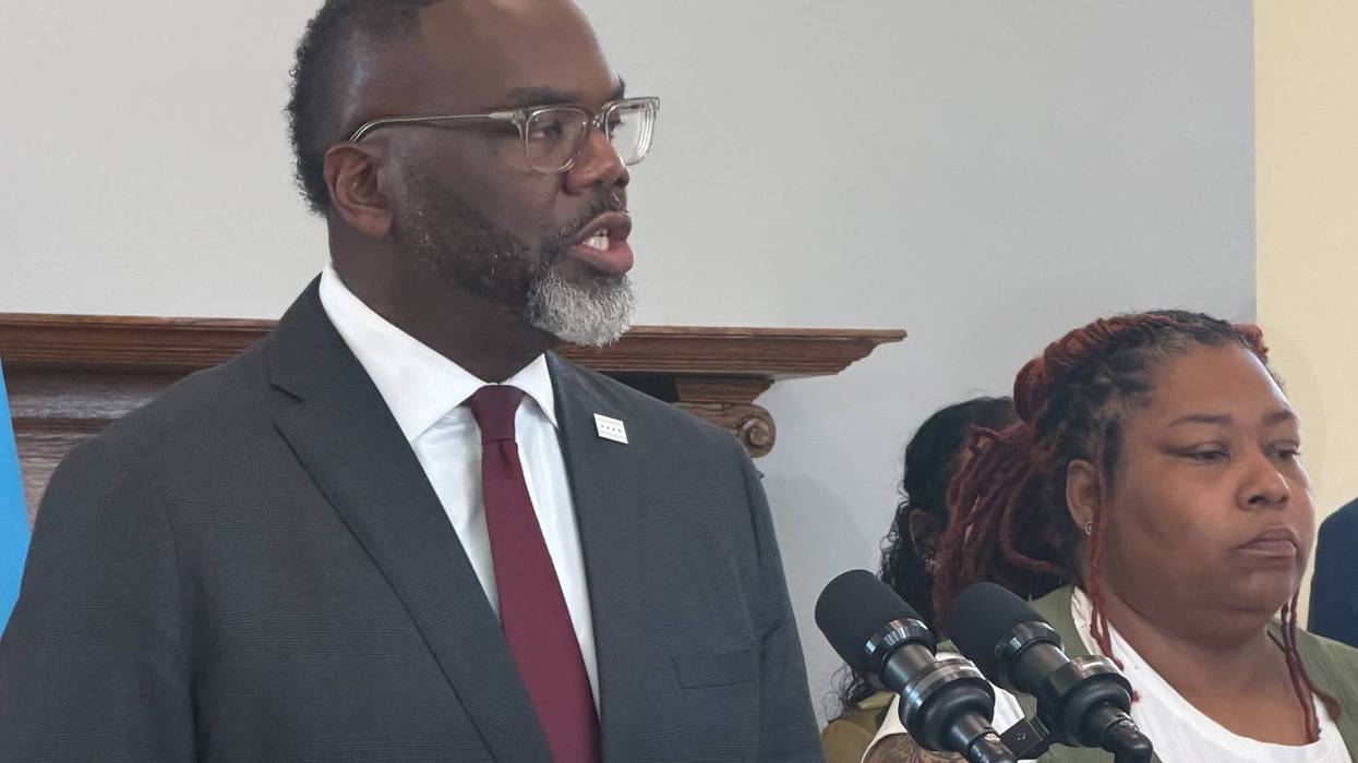 Chicago Mayor Brandon Johnson updates reporters on the city's response to the fatal August 29 mass shooting in Washington Park. South side Ald. Jeanette Taylor (20th Ward) is to his left
