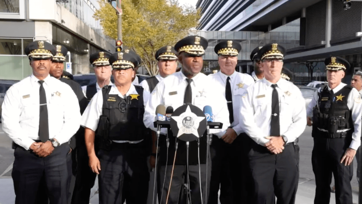 Chicago Police Department officials speak to the media