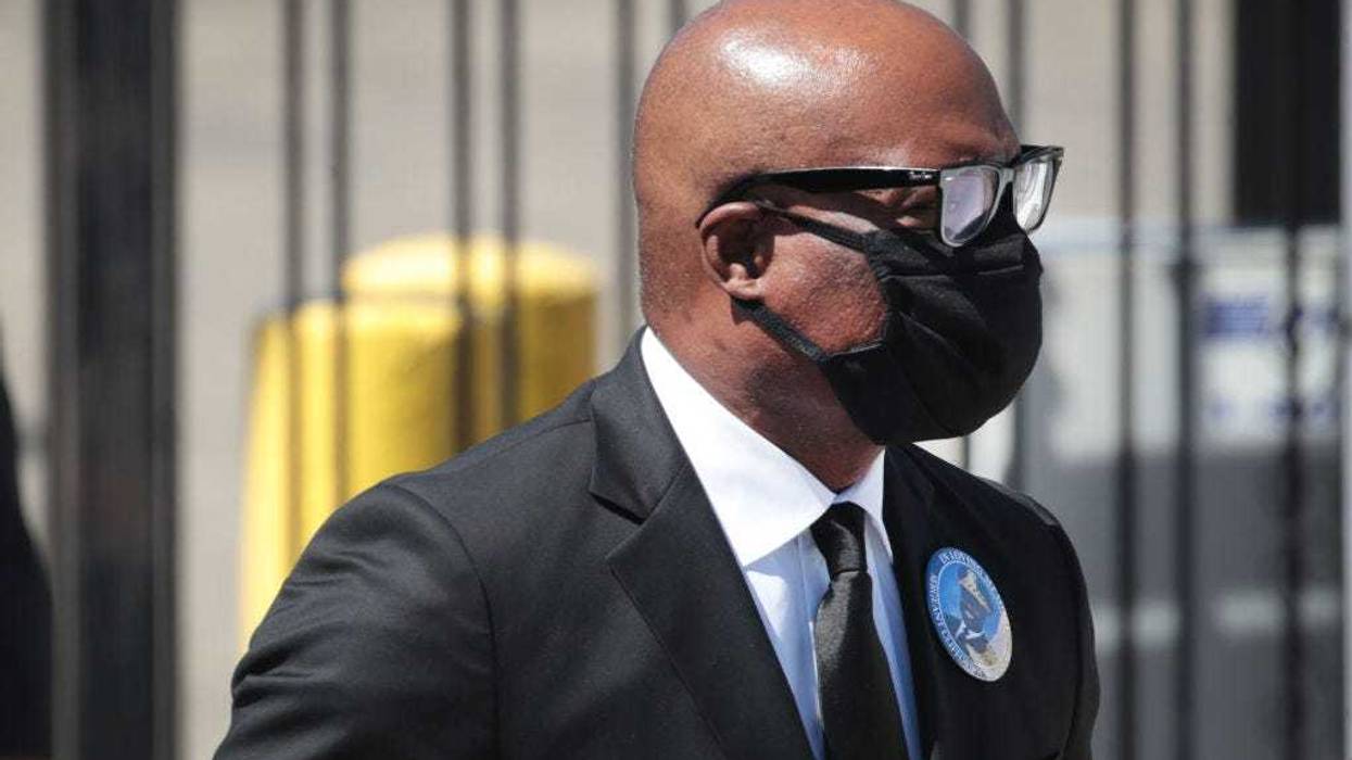 Chicago Police Superintendent David Brown arrives at the funeral of Sergeant Clifford Martin, a 25-year veteran of the Chicago Police Department, on April 21, 2020 in Chicago, Illinois.