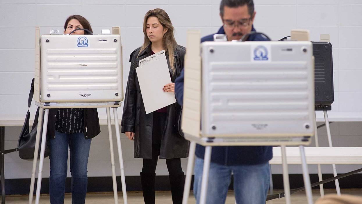 Chicagoans cast their ballots at St. Francis Borgia Roman Catholic Church, which is located in the city's 38th Ward.