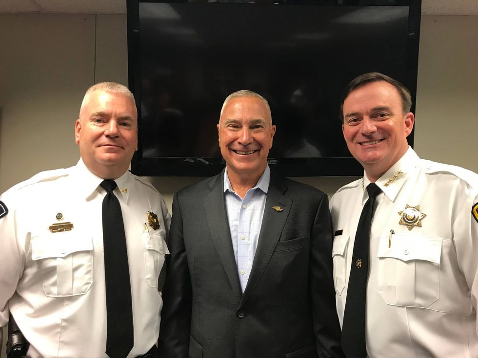 Chief Howie Thompson with the GPD, Upstate Warrior Solution Board Chair Major General Mastin Robeson (Retired), and Sheriff Hobart Lewis with the GCSO