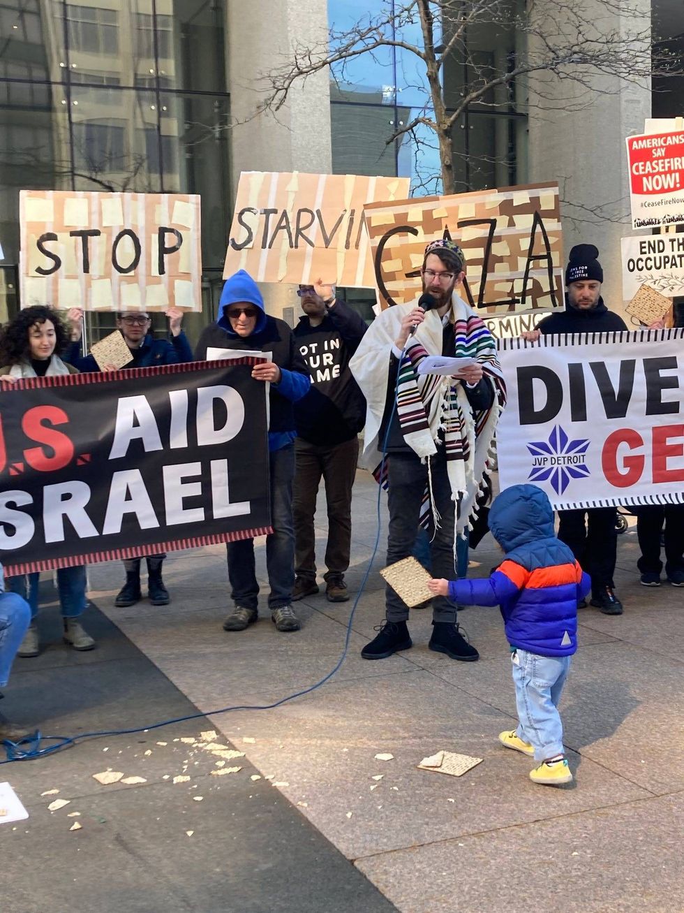 Child in forefront of protest