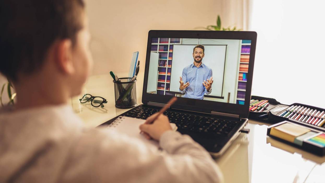 Child learning virtually from home