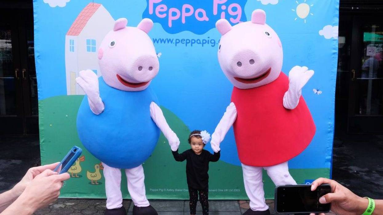 Children pose with Peppa Pig during GOOD+ Foundation's 2018 NY Bash sponsored by Hearst on May 31, 2018 in New York City