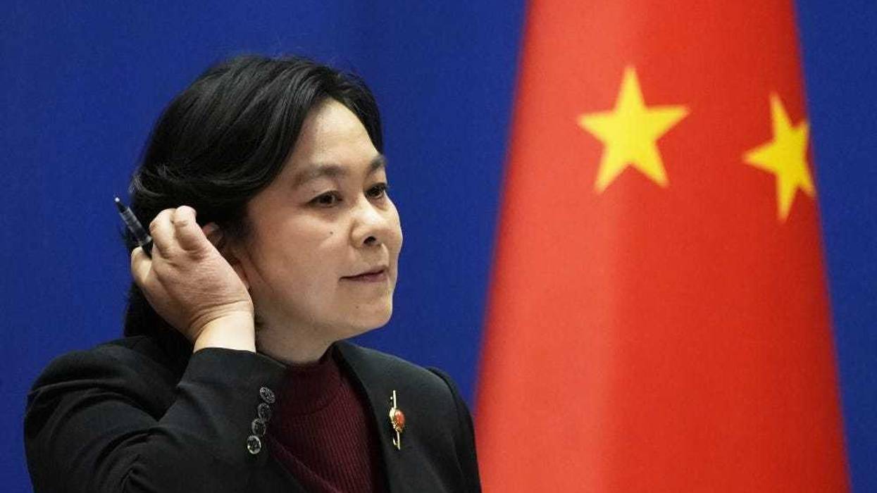 Chinese Foreign Ministry spokeswoman Hua Chunying attends a press conference in Beijing on Feb. 23, 2022. (Photo by Kyodo News/Sipa USA)