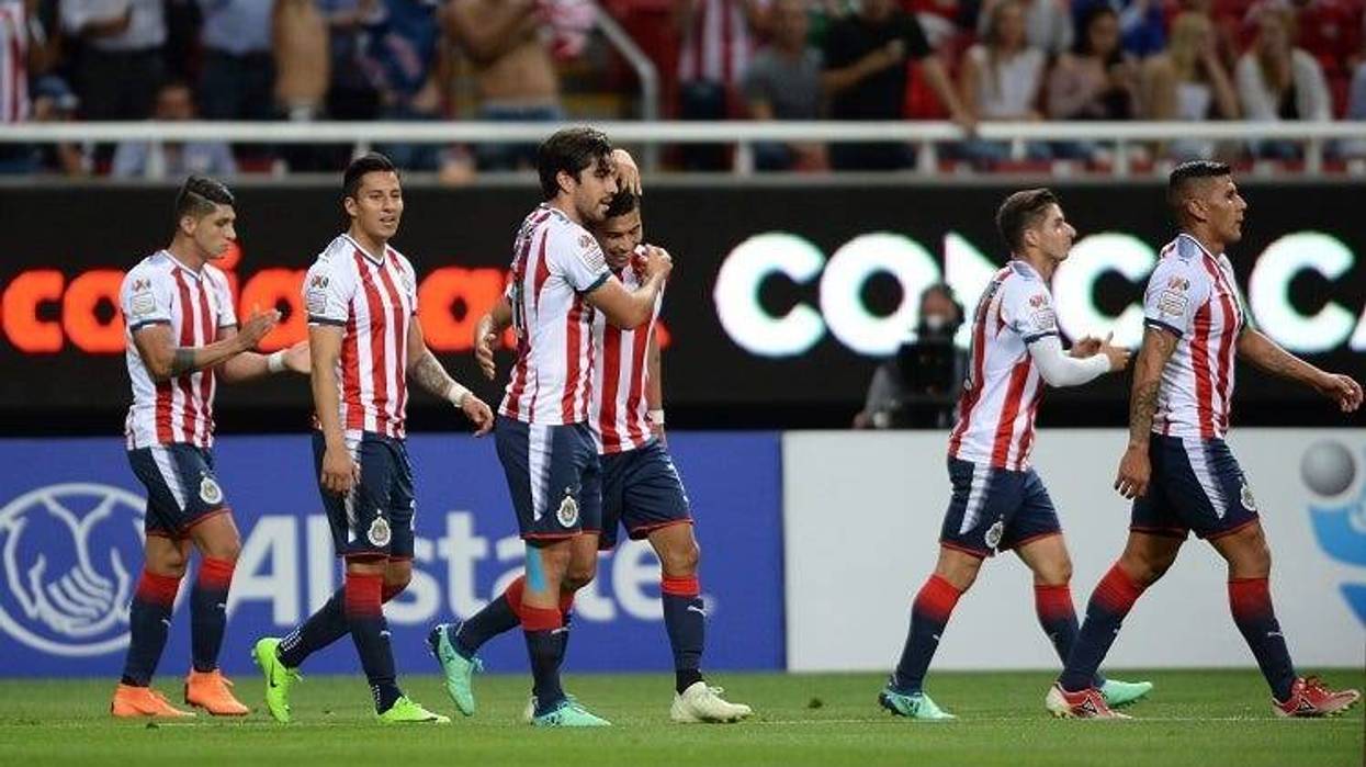 Chivas Guadalajara celebrate after a goal from midfielder Orbelin Pineda (7) during the first half against the Toronto FC at Akron Stadium.