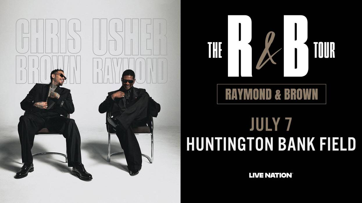 Chris Brown & Usher in suits announce "The R&B Tour", July 7, Huntington Bank Field.