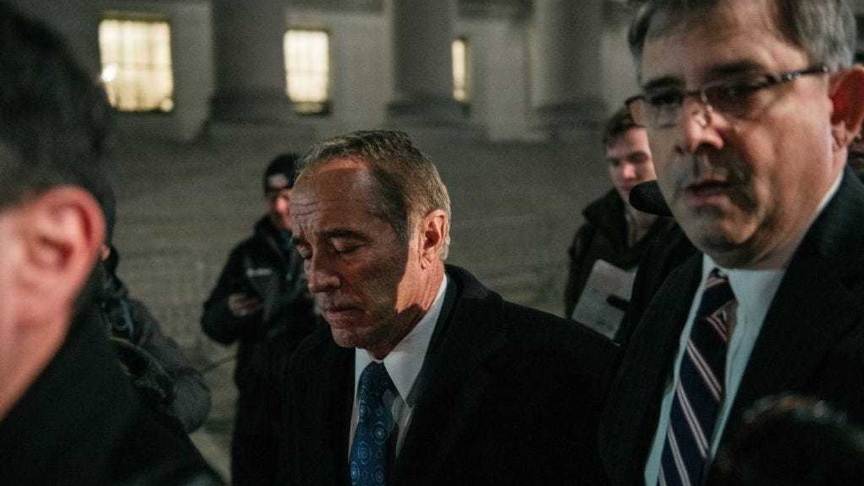 Chris Collins leaves the US Federal Courthouse in Manhattan following his 26-month prison sentence for insider trading and lying to the FBI. January 17, 2020 (Getty Images)