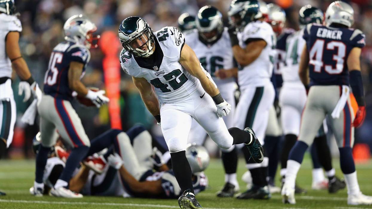 Chris Maragos of the Philadelphia Eagles reacts during the game against the New England Patriots at Gillette Stadium on December 6, 2015 in Foxboro, Massachusetts.