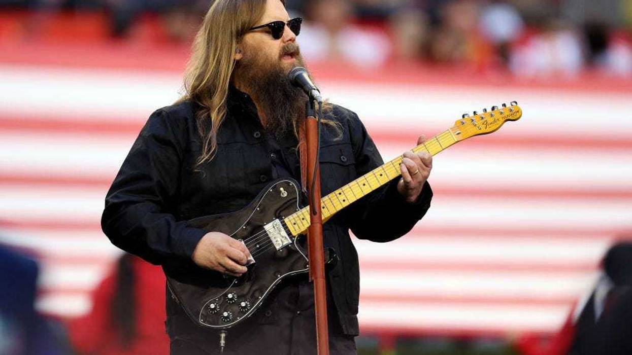 Chris Stapleton performs the national anthem before Super Bowl LVII between the Kansas City Chiefs and the Philadelphia Eagles at State Farm Stadium on February 12, 2023 in Glendale, Arizona.