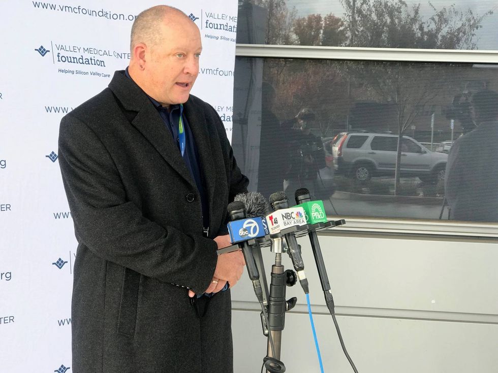 Chris Wilder, Valley Medical Center Foundation President and Executive Director, briefs the media Wednesday on the hospital