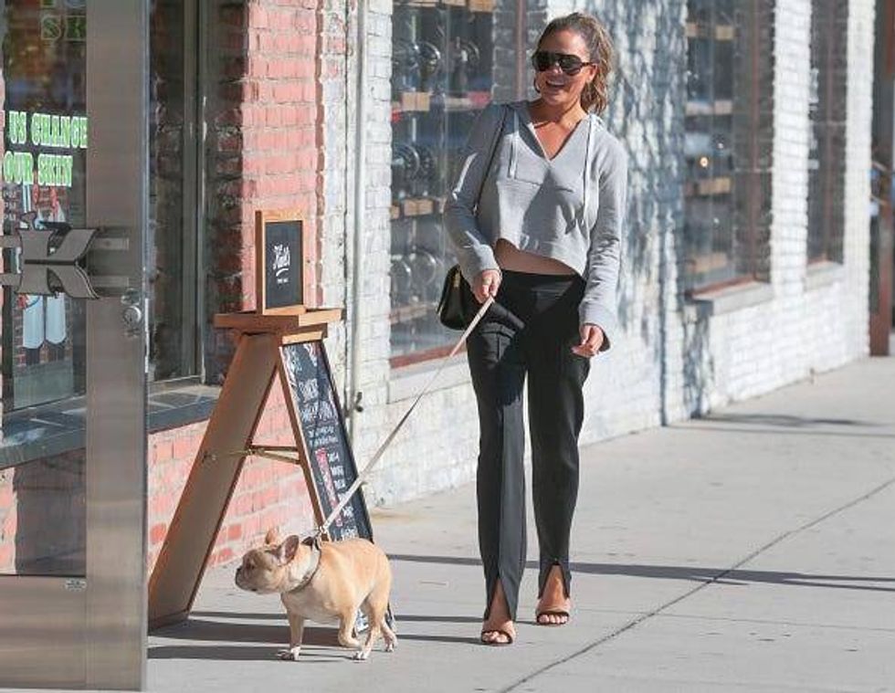 Chrissy Teigen is seen on Robertson Blvd on August 11, 2017 in Los Angeles, California.