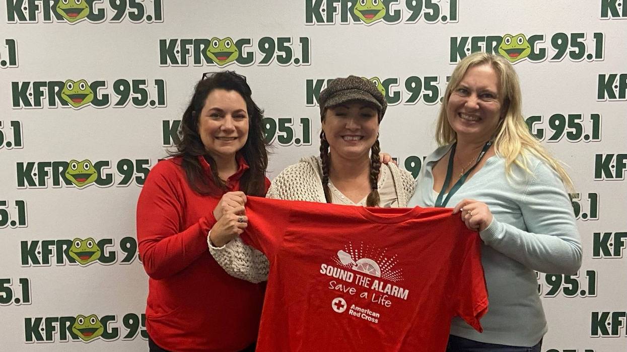 Christine Welch and Yevette Basinger of the Red Cross with K-Frog's Pepper