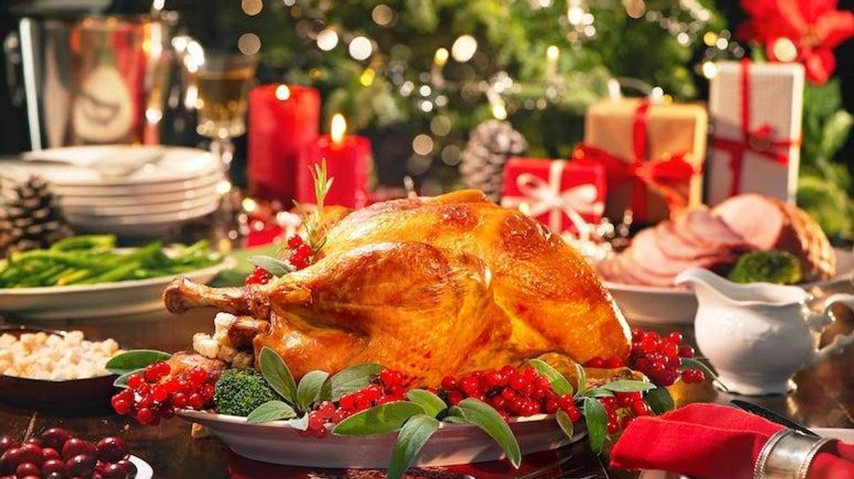 Christmas Dinner, Turkey, Meal, Christmas Tree, Burning Candles