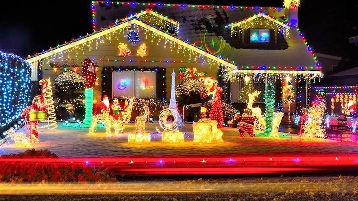 Christmas Lights, House, Lit, Night