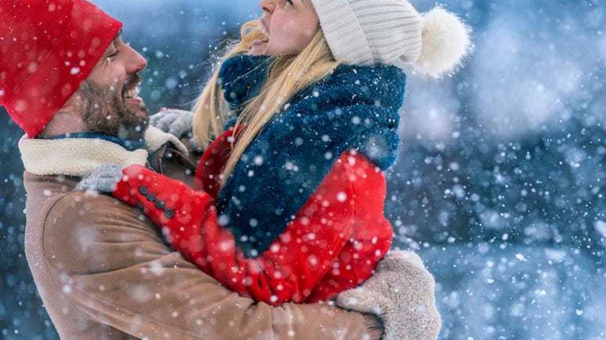 Christmas, Snow, Couple, Romance, Hugging