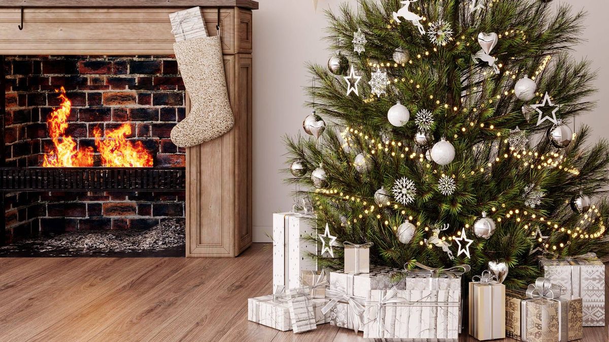 Christmas tree and fire place