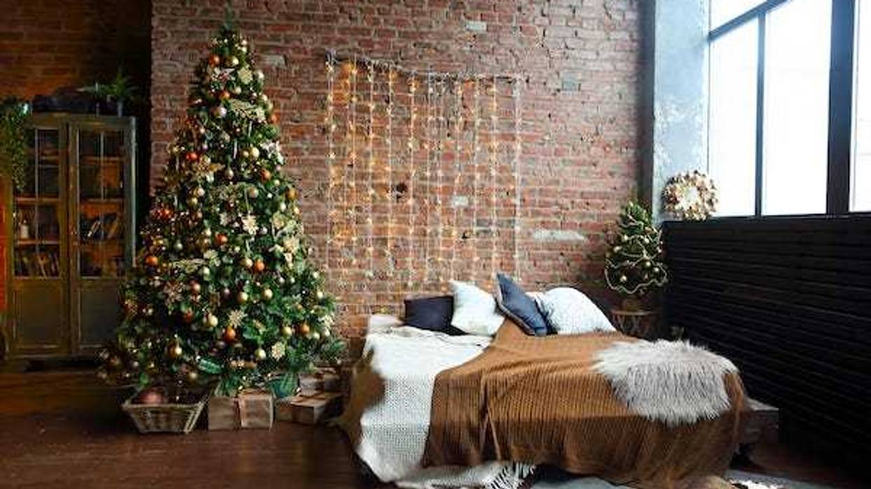 Christmas tree in a loft bedroom