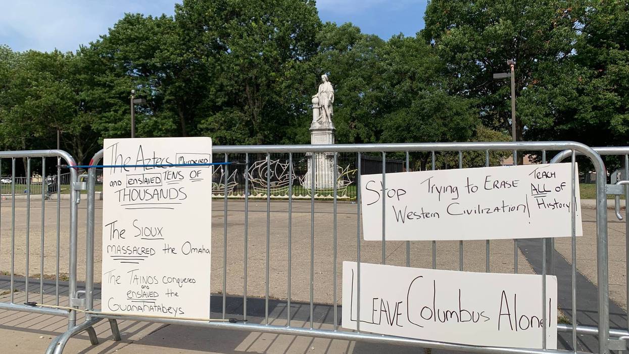 Christopher Columbus statue in Marconi Plaza in South Philadelphia