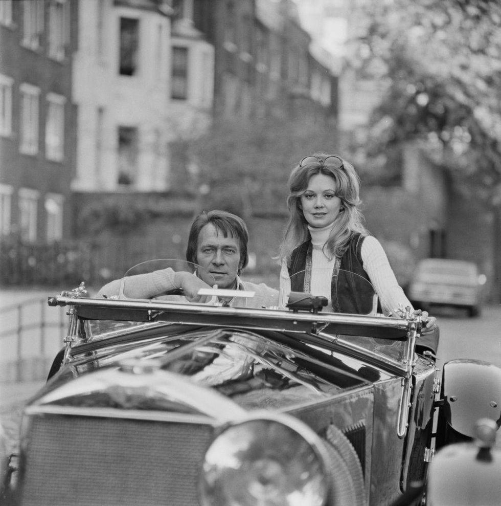 Christopher Plummer and his wife, actress Elaine Taylor, in his 40-year-old Invicta in 1971.