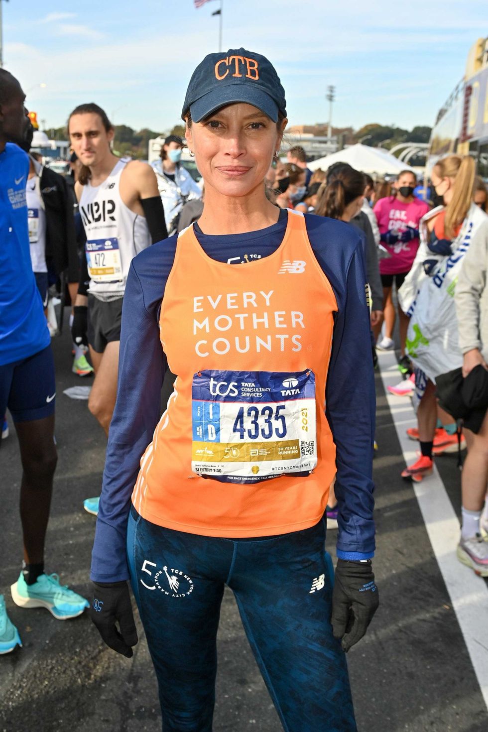 Christy Turlington is seen during the 2021 TCS New York City Marathon on November 07, 2021 in New York City.