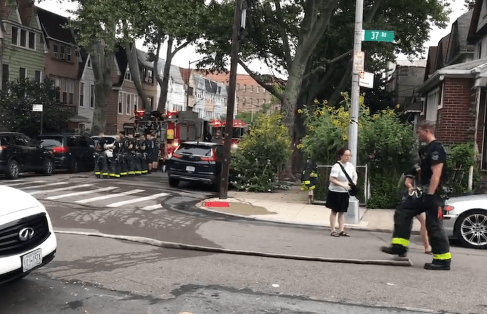 Citizen App footage shows the fire response near the Woodside home that burned Sunday morning on 37th Road.