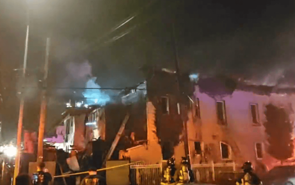 Citizen App video shows a three-alarm fire in Jamaica, Queens that broke out overnight.