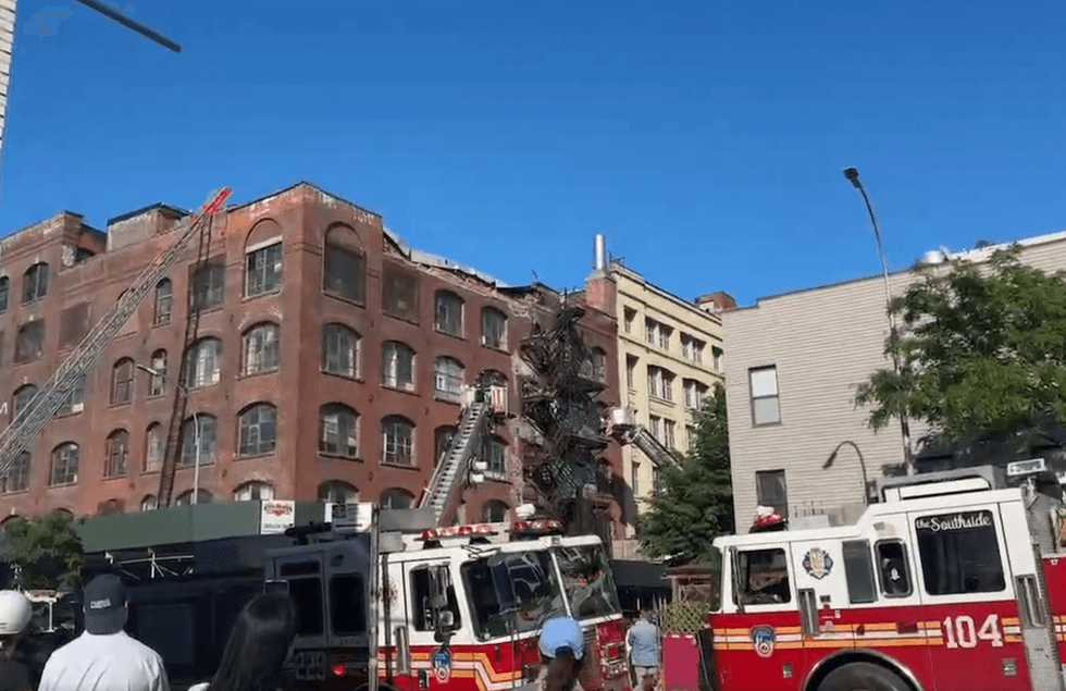 Citizen footage from the scene in Williamsburg where a five-story building