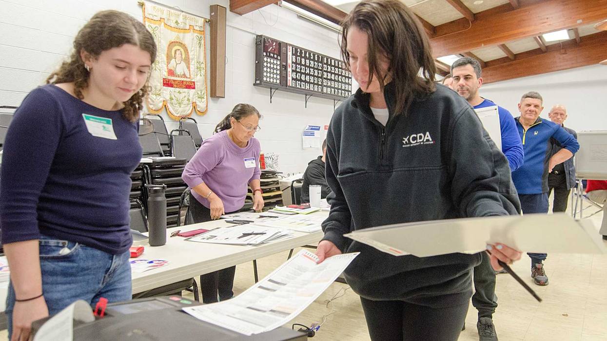 Citizens cast their ballots for the 2024 United States Presidential Election at the catholic Church Borgia in Chicago on Nov. 5, 2024.
