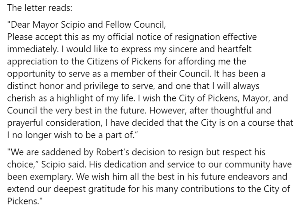 City of Pickens Facebook Page