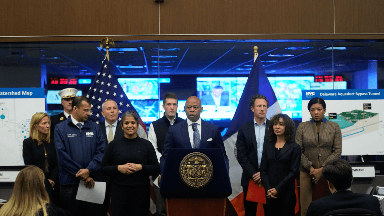 City officials hold a press conference as dry conditions in New York City escalate the drought watch to a drought warning, the second stage in a drought emergency.