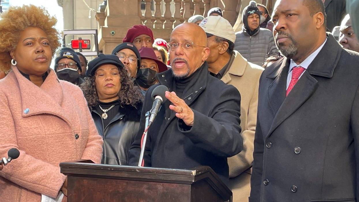 Civil rights activist Melissa Robbins, Pennsylvania state Sen. Vincent Hughes and Philadelphia City Councilmember Kenyatta Johnson