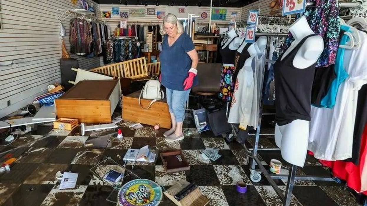 Cleanup after flood damage from Hurricane Helene