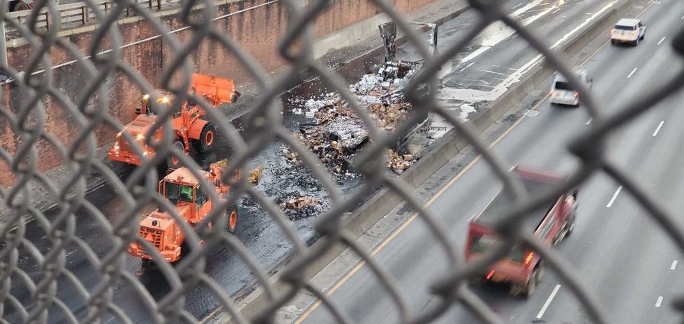 Cleanup continued into the morning on Tuesday
