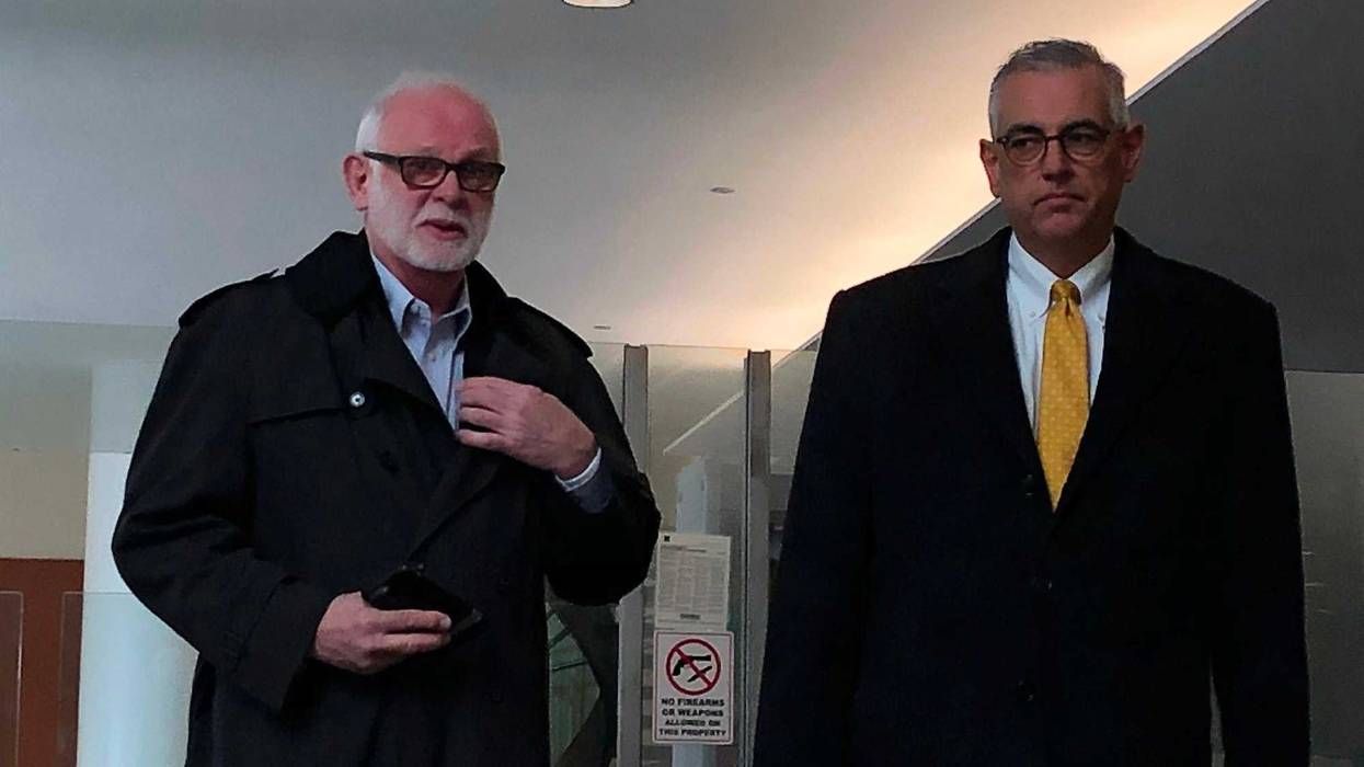 Clergy abuse survivor Gary Astridge (left) and Attorney Steve Boyd (right) after Diocese of Buffalo files for bankruptcy (WBEN Photo/Mike Baggerman)