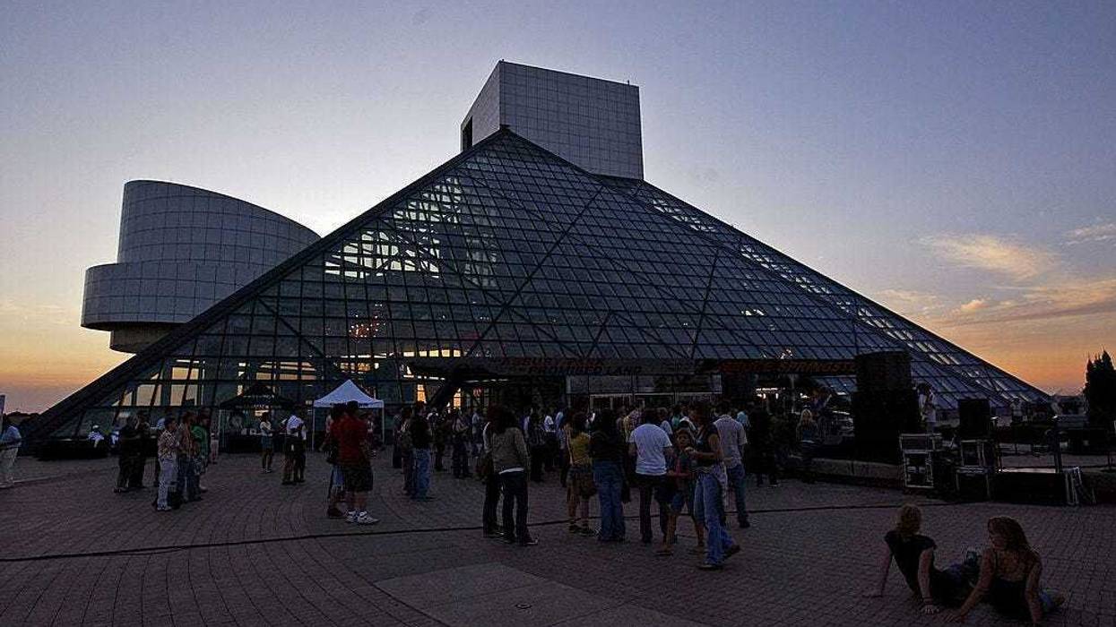 CLEVELAND - AUGUST 05: A general view of the Rock and Roll Hall of Fame and Museum as Chairlift performs on August 5, 2009 in Cleveland, Ohio. (Photo by Mike Lawrie/Getty Images)