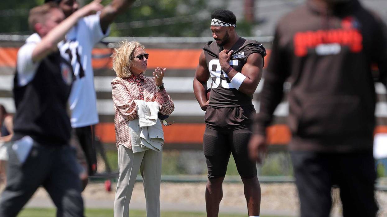 Cleveland Browns Defensive End Myles Garrett & Browns co-owner Dee Haslam
