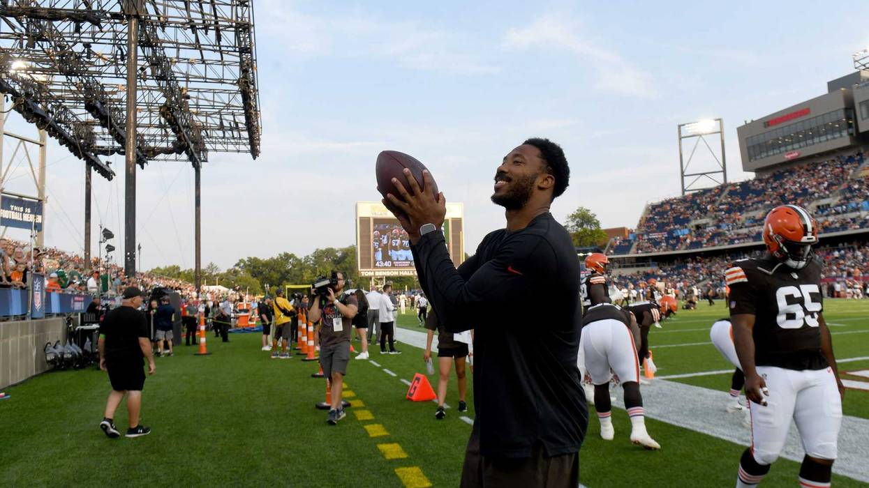Cleveland Browns Defensive End Myles Garrett in Canton at last year's Hall of Fame game