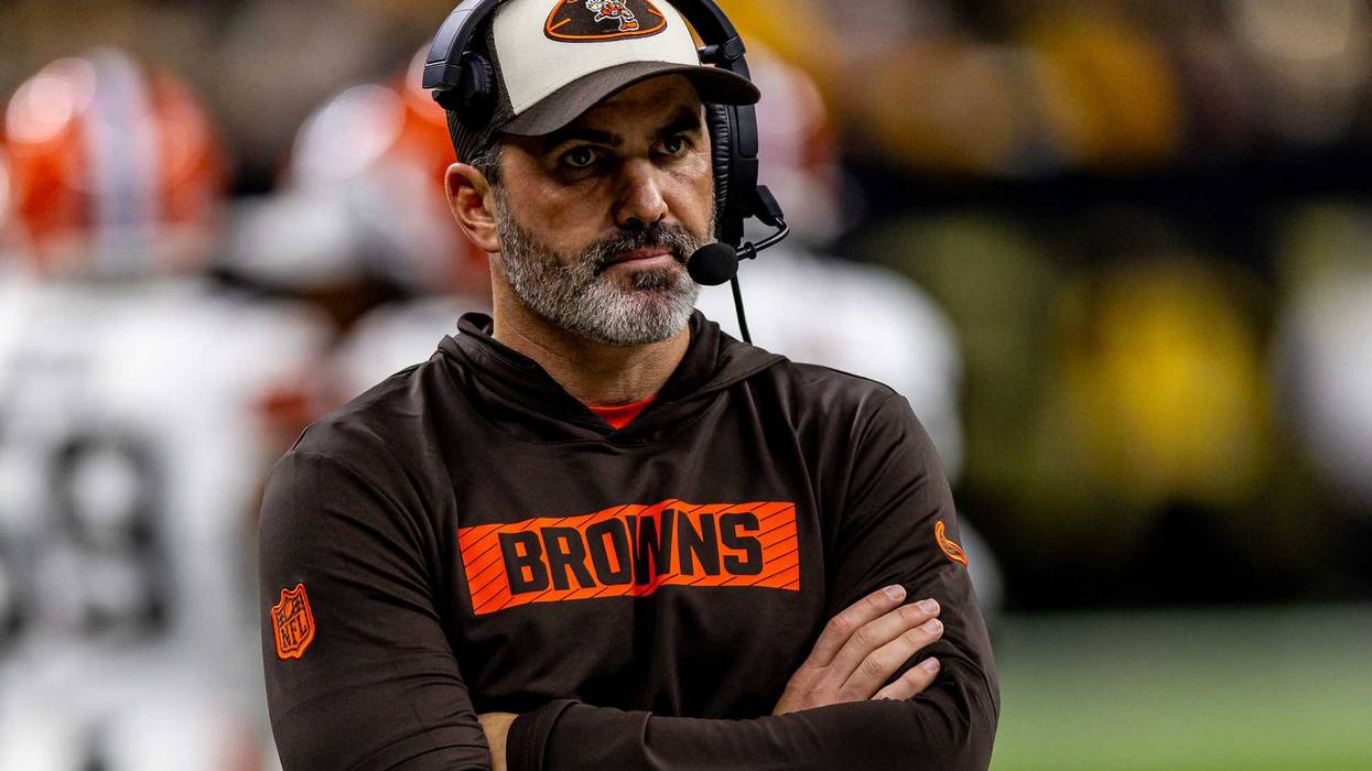 Cleveland Browns head coach Kevin Stefanski looks on against the New Orleans Saints during the first half at Caesars Superdome.