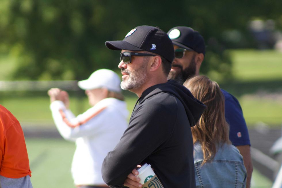 Cleveland Browns head coach Kevin Stefanski looks on during Myles Garrett