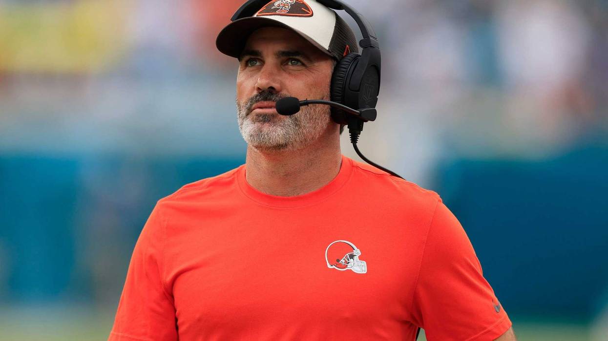 Cleveland Browns head coach Kevin Stefanski looks on during the first quarter of an NFL football matchup Sunday, Sept. 15, 2024 at EverBank Stadium in Jacksonville, Fla. The Browns defeated the Jaguars 18-13.